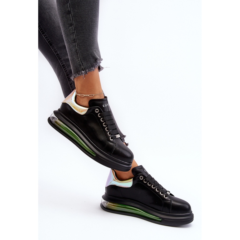 Baskets en cuir pour femmes GOE NN2N4030 Noir 2