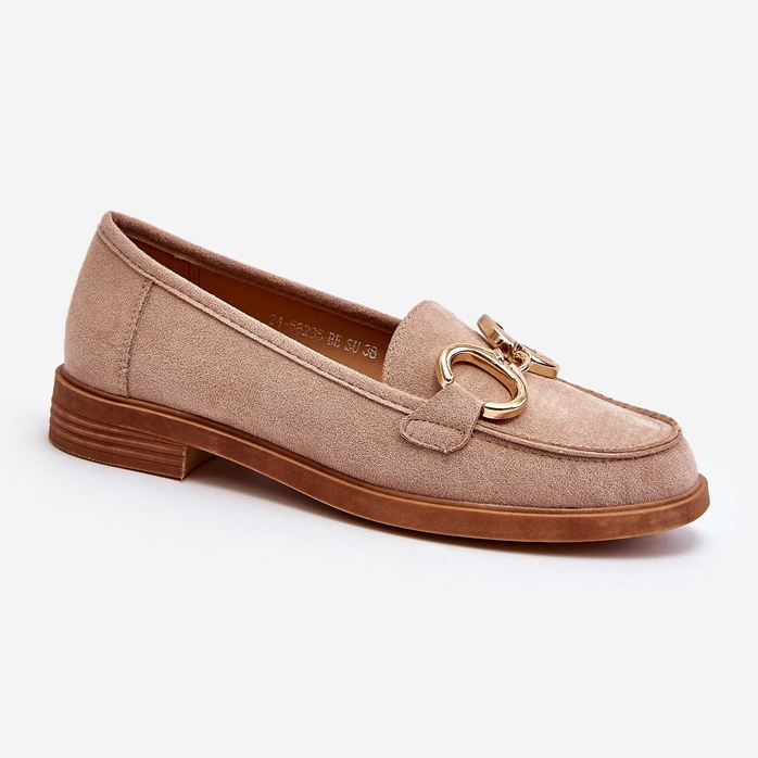 Vinceza Mocassins Pour Femmes En Daim Avec Décoration Beige Echonesa 1