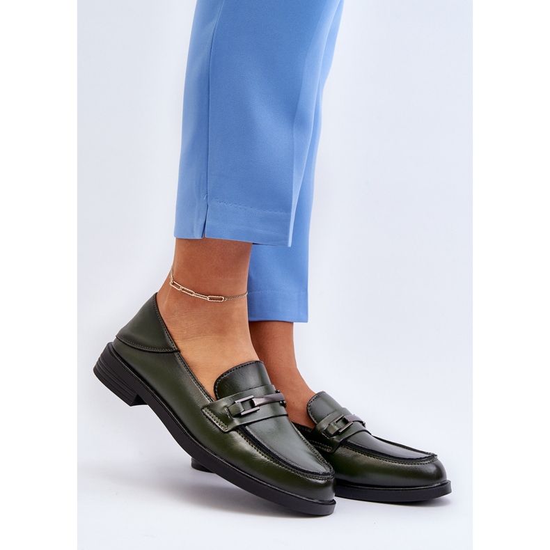 Vinceza Mocassins Cuir Femme Vert Foncé Nurea 2