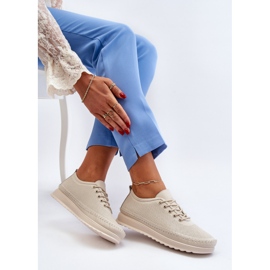 Vinceza Chaussures de sport en cuir pour femmes, baskets beiges Lalnai 1