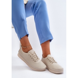 Vinceza Chaussures de sport en cuir pour femmes, baskets beiges Lalnai 2