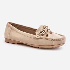 Mocassins femme en daim avec décoration, Beige Daphikaia 1