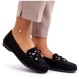 Mocassins femme en daim avec décoration, Daphikaia Noir le noir 7