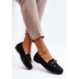 Mocassins femme en daim avec décoration, Daphikaia Noir le noir 5