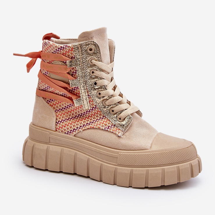 Baskets hautes beiges pour femmes sur une plateforme massive Kernia 2