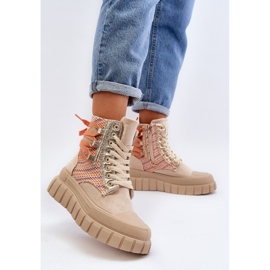 Baskets hautes beiges pour femmes sur une plateforme massive Kernia 4