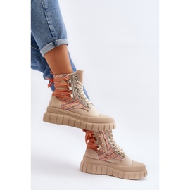 Baskets hautes beiges pour femmes sur une plateforme massive Kernia 1
