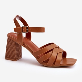 Sandales Femme à Talon Haut Camel Opifiana brun 1