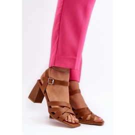 Sandales Femme à Talon Haut Camel Opifiana brun 2
