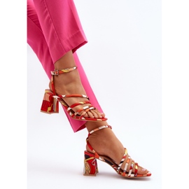 Sandales à talons hauts à motifs Orange Jenglla 1 Sandales à talons hauts à motifs Orange Jenglla 1