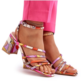 Sandales à motifs sur un talon haut violet Jenglla 11