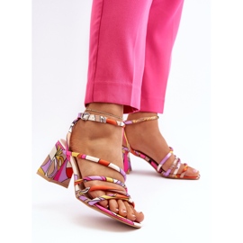 Sandales à motifs sur un talon haut violet Jenglla 5