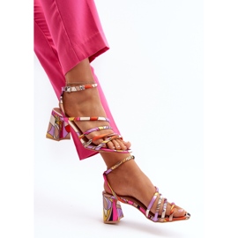 Sandales à motifs sur un talon haut violet Jenglla 10