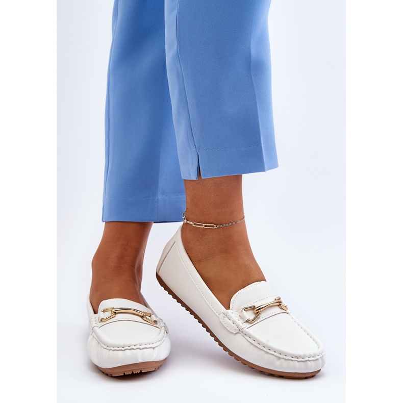 Mocassins classiques pour femmes avec décoration, blanc Ainslee 1