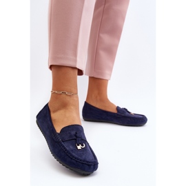 Mocassins Classiques En Daim Pour Femme Bleu Marine Ontala 4
