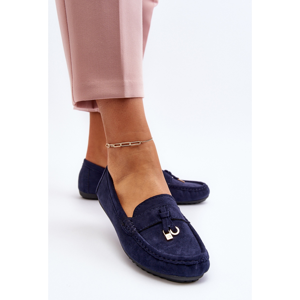 Mocassins Classiques En Daim Pour Femme Bleu Marine Ontala