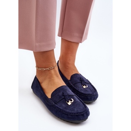 Mocassins Classiques En Daim Pour Femme Bleu Marine Ontala 8