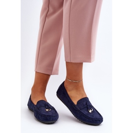 Mocassins Classiques En Daim Pour Femme Bleu Marine Ontala 9