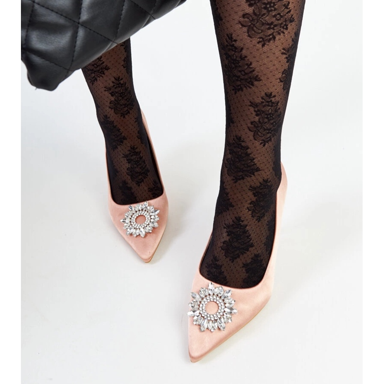 Talons hauts beiges finition satinée et strass Clemente 1