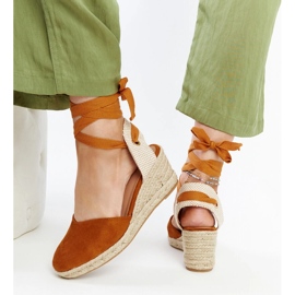 Espadrilles marron à lacets avec semelle compensée Blagica brun 3