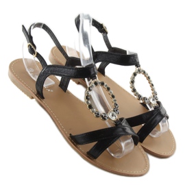 Sandales avec pierres noires décoratives 1
