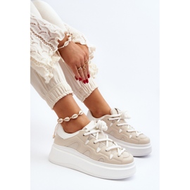 Baskets Femme à Laçage Épais Beige Vinali 1 Baskets Femme à Laçage Épais Beige Vinali 1