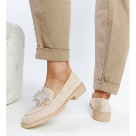 Mocassins en daim beige clair avec cristaux Zemzem 5