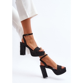 Sandales en jean à talon haut Noir Acrana 1