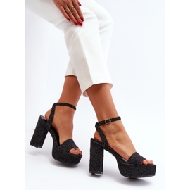 Sandales en jean à talon haut Noir Acrana 2