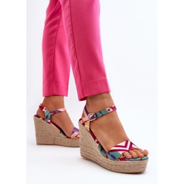 Sandales compensées à motifs en tressé multicolore Anihazra 9