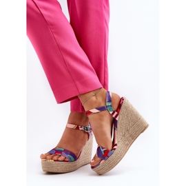 Sandales compensées à motifs en tressé multicolore Anihazra 10