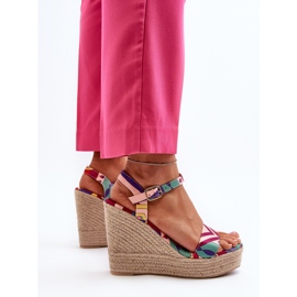 Sandales compensées à motifs en tressé multicolore Anihazra 11