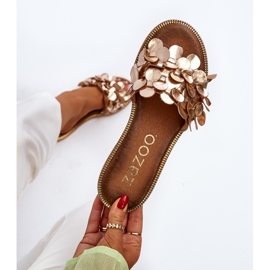 Zazoo 40381 Sandales plates en cuir pour femme, doré d'or 1