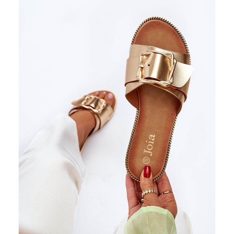 Tongs pour femmes avec sangle et boucle, doré Opahiri 1