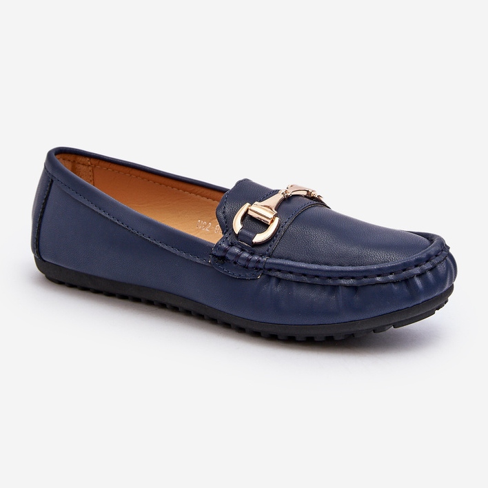 Mocassins Classiques Femme En Cuir Eco Bleu Marine Demese 1