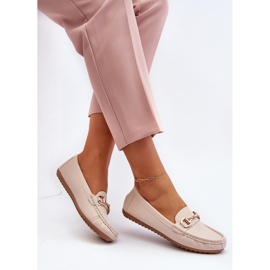 Mocassins Classiques En Cuir Écologique Pour Femme Beige Demese 1