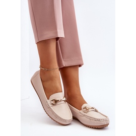 Mocassins Classiques En Cuir Écologique Pour Femme Beige Demese 2