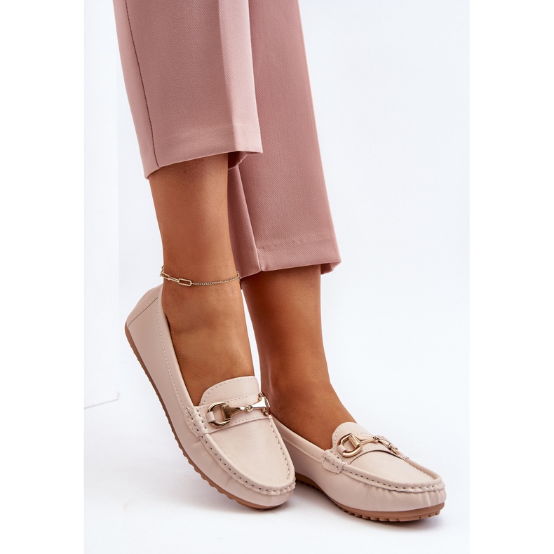 Mocassins Classiques En Cuir Écologique Pour Femme Beige Demese 2
