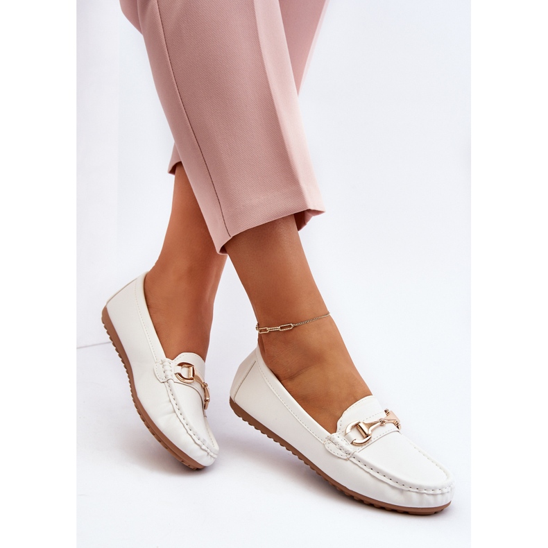 Mocassins Classiques En Cuir Écologique Pour Femme Blanc Demese blanche 1