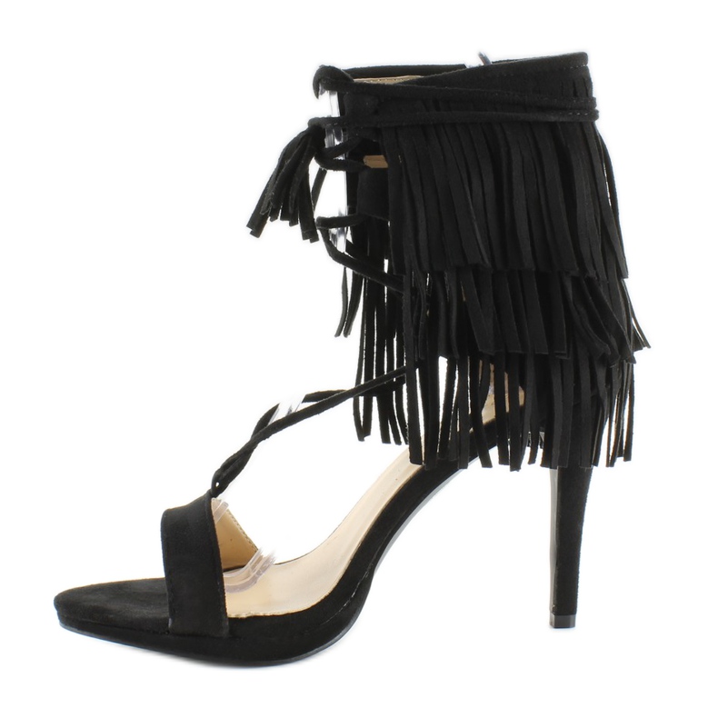Sandales à talons et franges 8125 Noir le noir 1