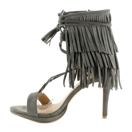 Sandales à talons et franges 8125 Gris 1 Sandales à talons et franges 8125 Gris 1