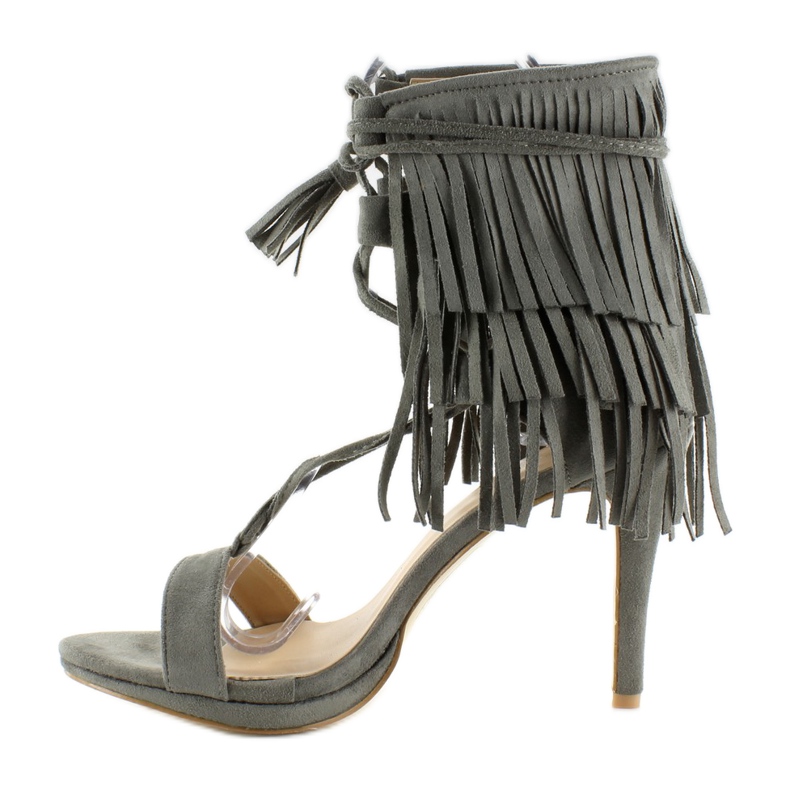 Sandales à talons et franges 8125 Gris 1