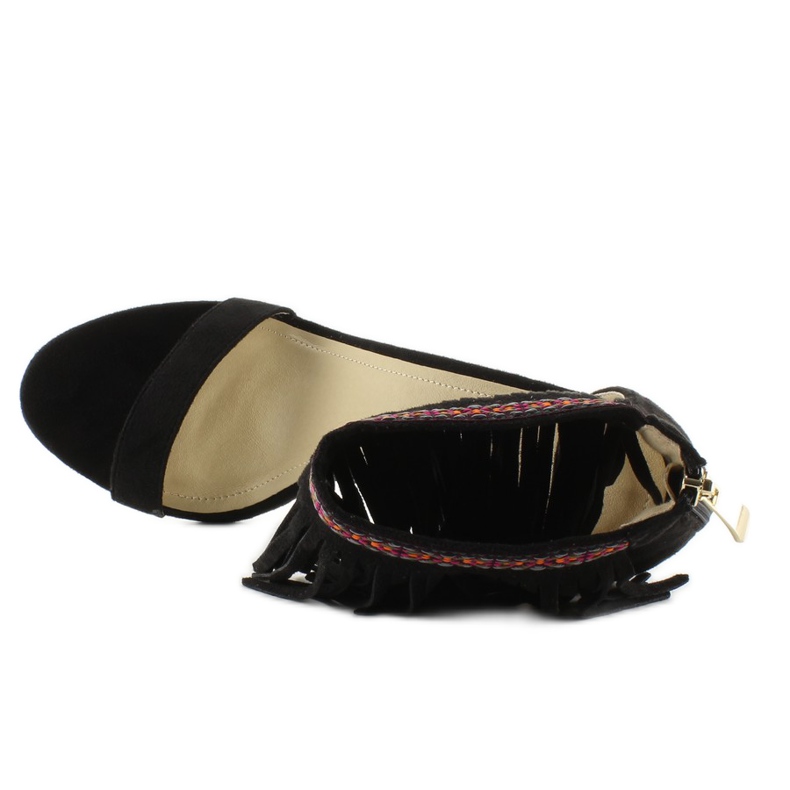 Sandales à franges ethniques noires le noir 2