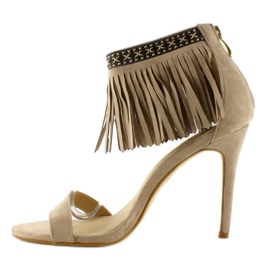 Sandales à franges, motif ethnique Beige 1