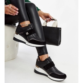 Baskets compensées noires à fermeture velcro Libuse le noir 1