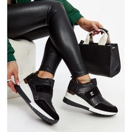 Baskets compensées noires à fermeture velcro Libuse le noir 2