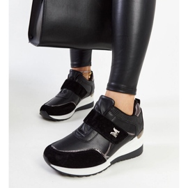 Baskets compensées noires à fermeture velcro Libuse le noir 3