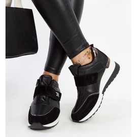 Baskets compensées noires à fermeture velcro Libuse le noir 4