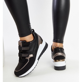 Baskets compensées noires ornées de strass Asmeret le noir 4