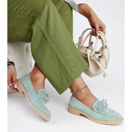 Mocassins en daim vert clair avec cristaux Zemzem 2